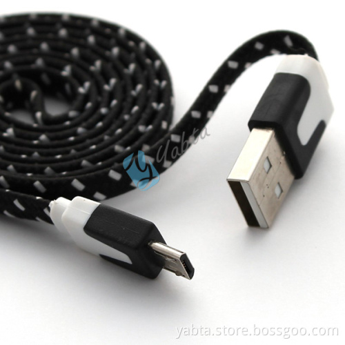 Black Color For Iphone 6 Flat Braided Fabric USB Cable